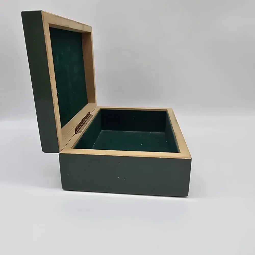 Special Gifts Crowning Touch Green Cat Lovers Wood Jewelry Trinket Box Tabby